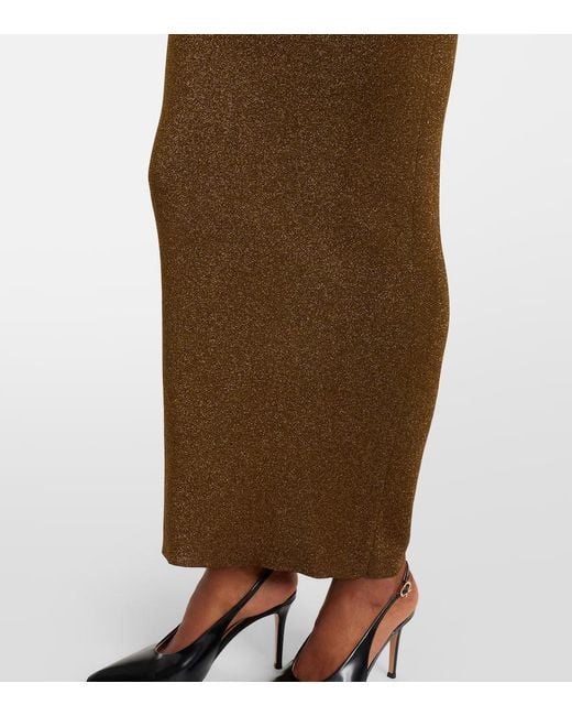 Roland Mouret Brown Knitted Lame Maxi Dress