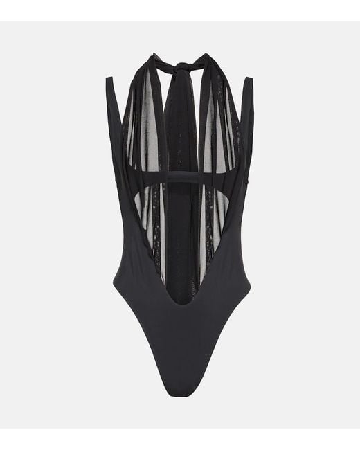 Mugler Black Cutout Swimsuit
