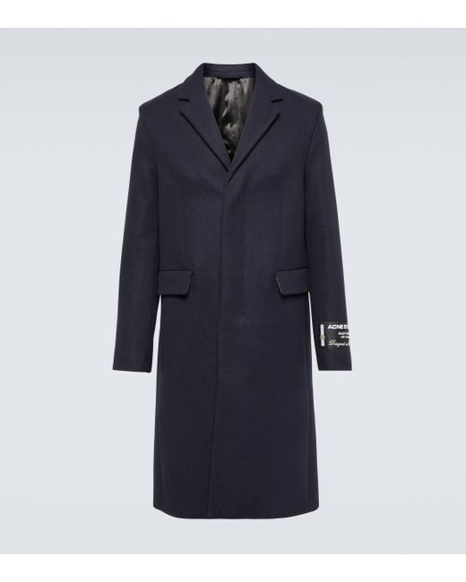 Acne Blue Single-breasted Wool-blend Coat for men