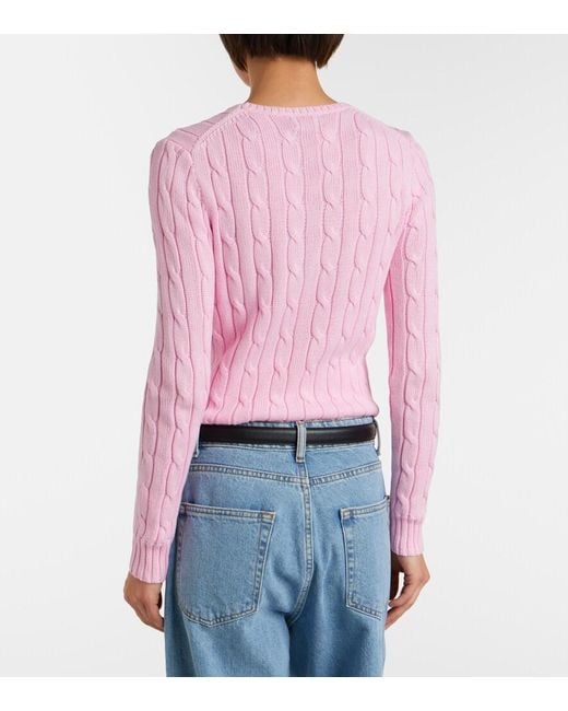 Polo Ralph Lauren Pink Cable-Knit Cotton Sweater