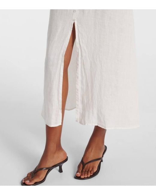 Velvet White Janet Linen Midi Dress