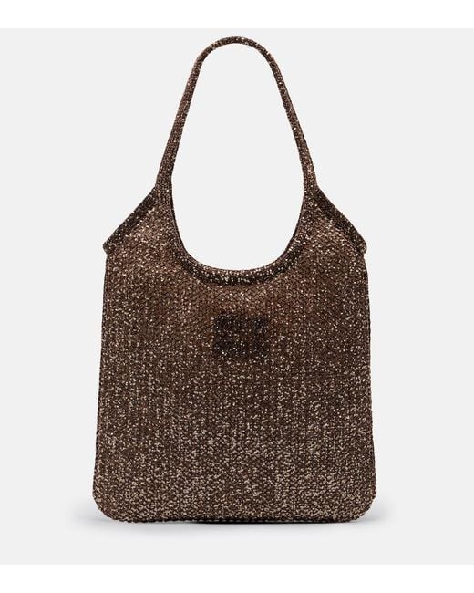 Miu Miu Brown Ivy Sequined Mesh Shopper