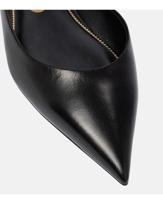Tom Ford Black Padlock Leather Slingback Flats