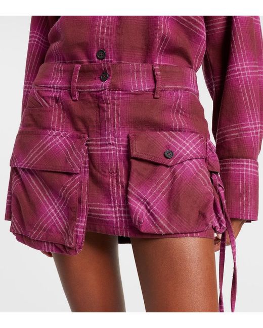 The Attico Pink Fay Cotton And Wool-Blend Miniskirt