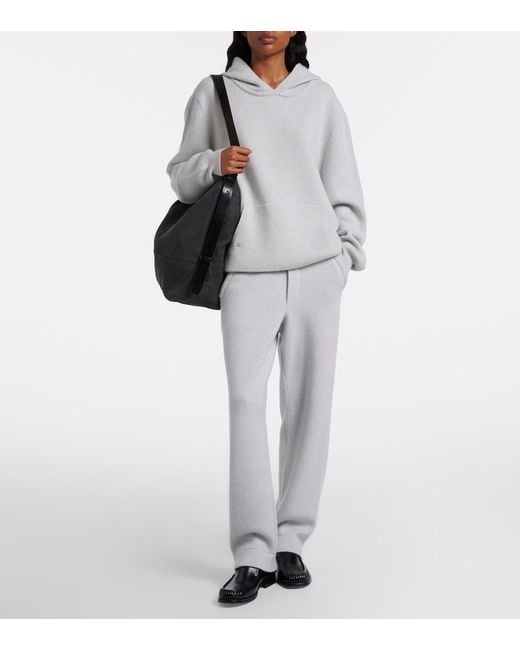 God's True Cashmere Gray Cashmere Hoodie With Rose Quartz