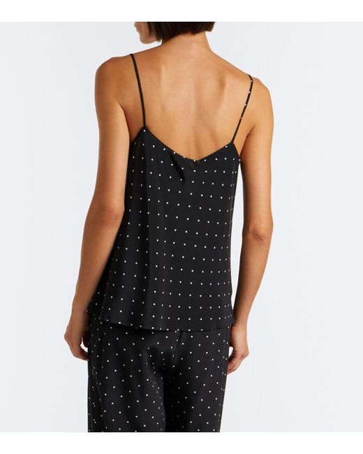 Asceno Black Matera Polka-Dot Silk Camisole