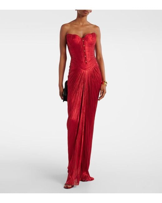 Maria Lucia Hohan Red Kiera Silk Tulle Corset Gown