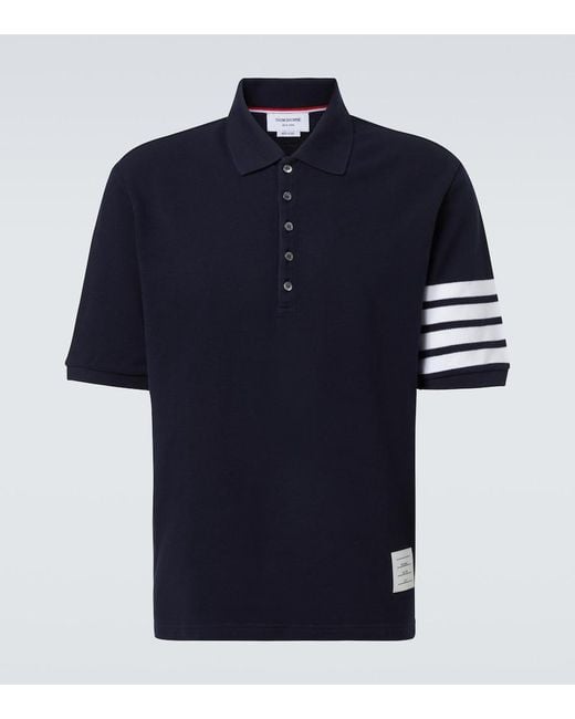 Thom Browne Polohemd 4-Bar Aus Baumwolle in Blue für Herren