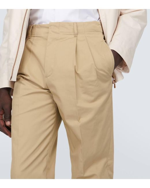 Lardini Natural High-rise Cotton Satin Straight Pants for men