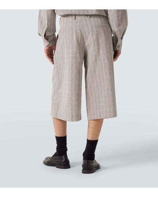 Our Legacy Gray Split Striped Cotton And Linen-Blend Capri Pants for men