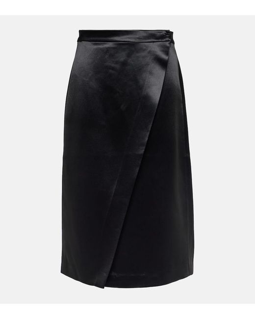 Co. Black Satin Wrap Skirt