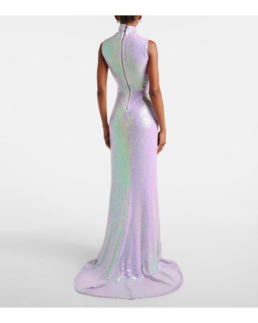 Maticevski Purple Radiella Wave Ruffled Sequined Gown