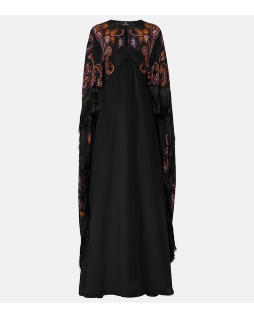 Etro Black Printed Silk Dress