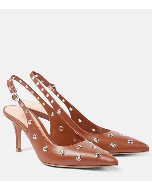 Gianvito Rossi Brown Lydia 70 Leather Slingback Sandals