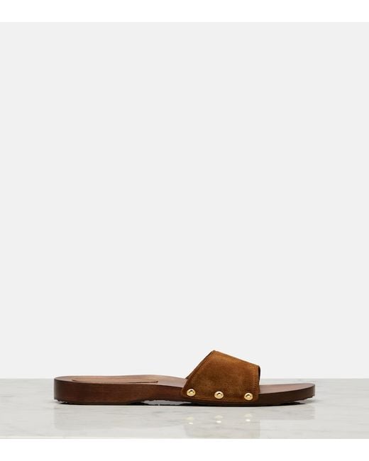 Gianvito Rossi Brown Riviera Suede Slides