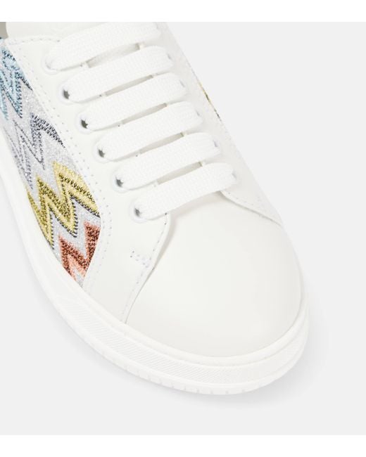 Missoni White Zigzag Leather Sneakers