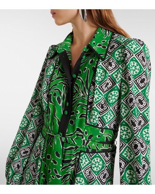 Diane von Furstenberg Green Joshua Printed Maxi Dress