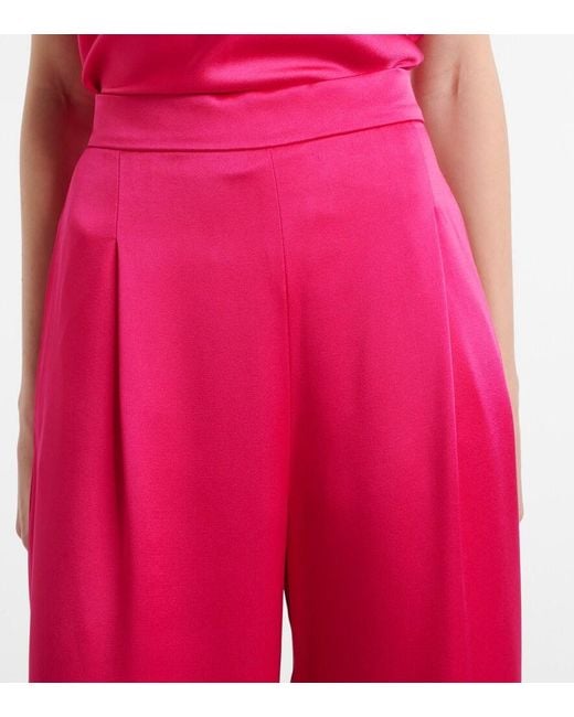Max Mara Red Ieti Satin Wide-Leg Pants