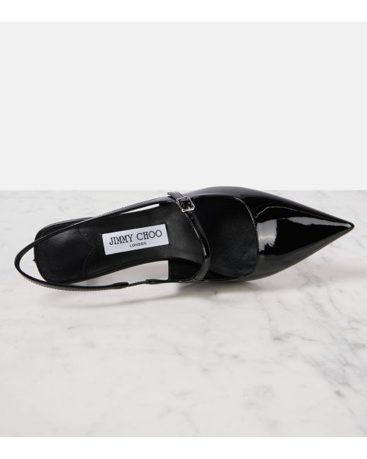 Jimmy Choo Black Didi 45 Patent Leather Slingback Pumps