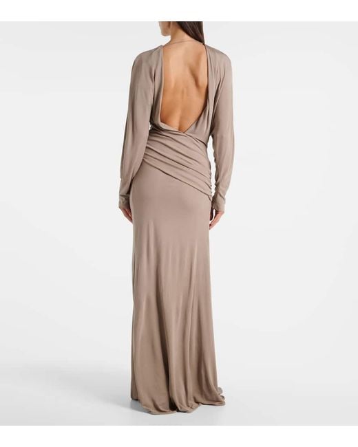 Christopher Esber Natural Vala Draped Jersey Maxi Dress