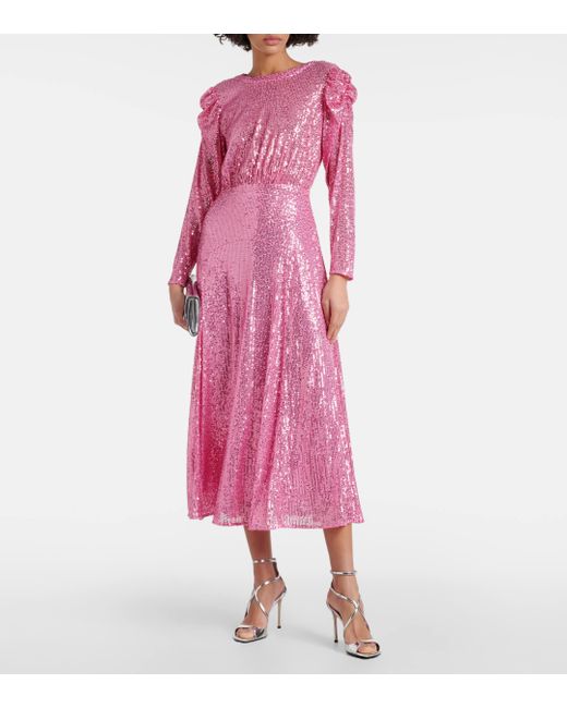 Robe midi Cerise a sequins Rixo en coloris Pink