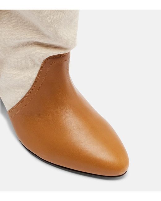 Isabel Marant Brown Darner 55 Leather-Trimmed Ankle Boots