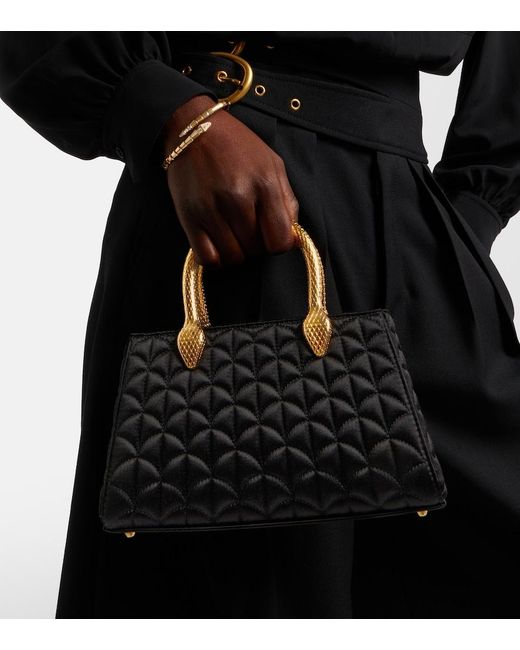BVLGARI Black Serpentine Duette Satin Top-Handle Bag
