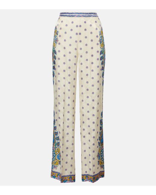 Etro Natural Trousers With Medallion Motif