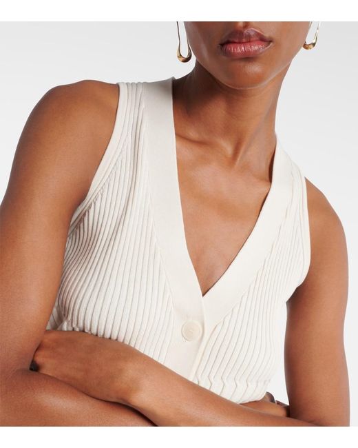Max Mara White Bimba Ribbed-Knit Cotton-Blend Vest