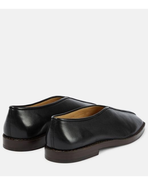 Lemaire Black Piped Leather Loafers