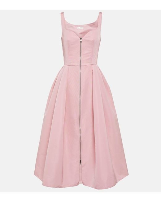Alexander McQueen Pink Polyfaille Midi Dress