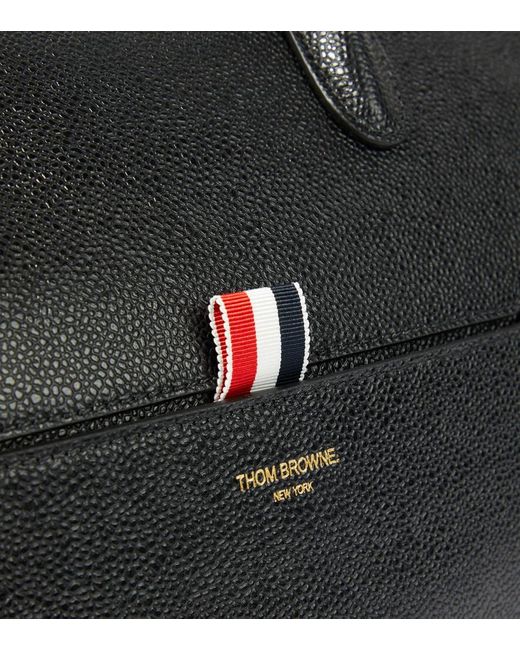 Thom Browne Black Medium Leather Duffel Bag for men