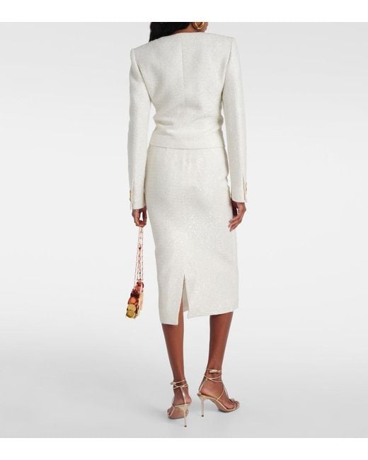 Alessandra Rich White Sequined Tweed Jacket