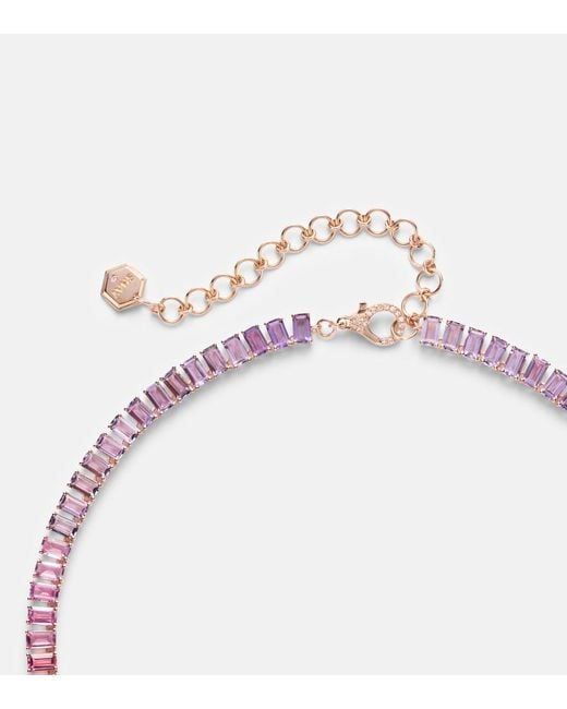 SHAY Pink Ombre Eternity 18Kt Rose Necklace With Sapphires