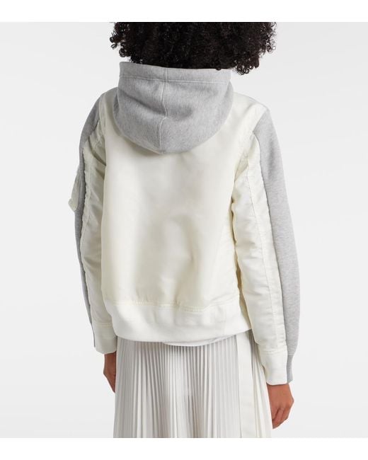 Sacai Gray Paneled Zip-Up Hoodie