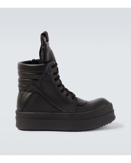 Rick Owens Black Mega Geobasket Leather Sneakers for men
