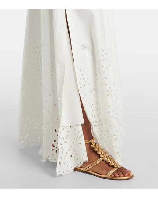 Self-Portrait White Broderie Anglaise Cotton Maxi Dress