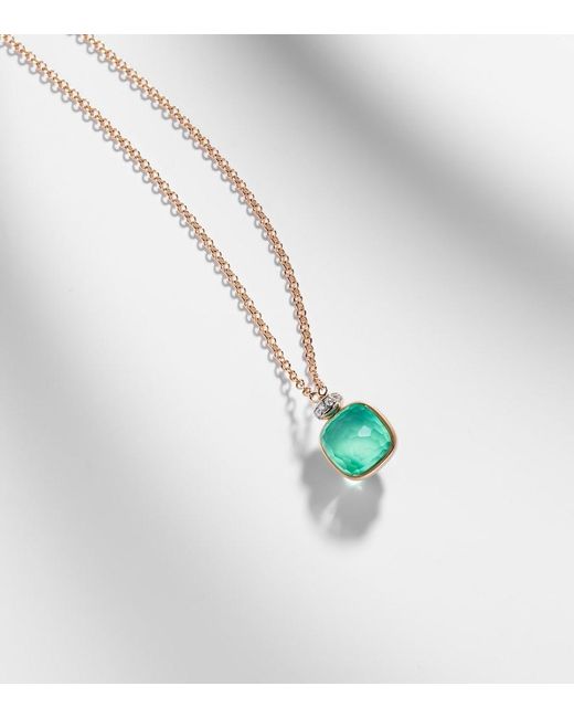 Pomellato Pink Nudo Classic 18Kt Rose And Necklace With Gemstones