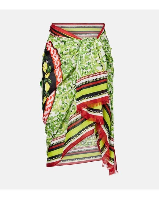 Pareo De Algodon Estampado Dolce & Gabbana de color Green