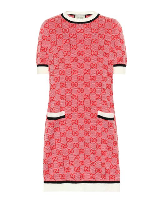 Gucci Red GG Wool And Cotton Knit Dress