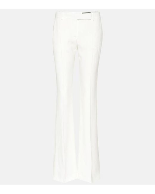 McQueen White Flared Mid-rise Crepe Trousers