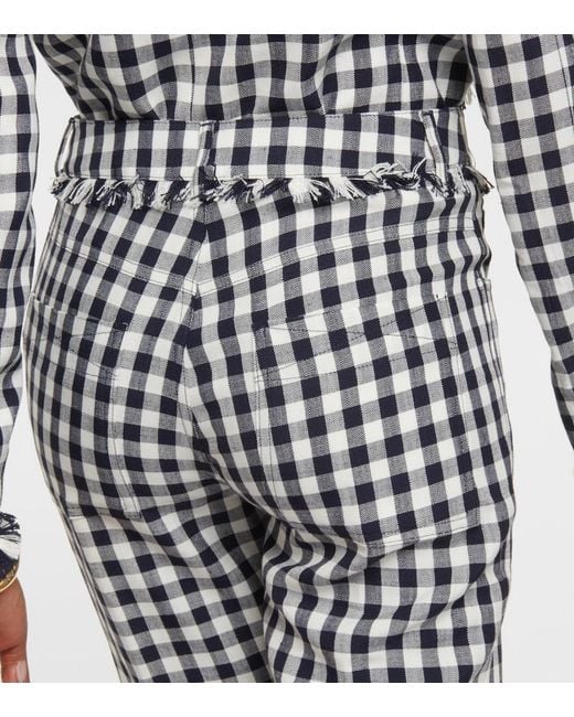 Etro White Gingham Flared Pants