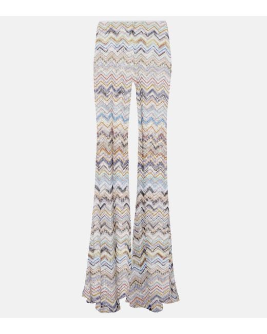 Missoni White Zig Zag Low-rise Flared Pants