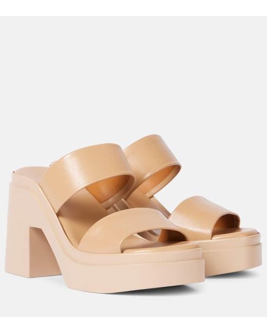 Robert Clergerie Natural Next Leather Platform Sandals