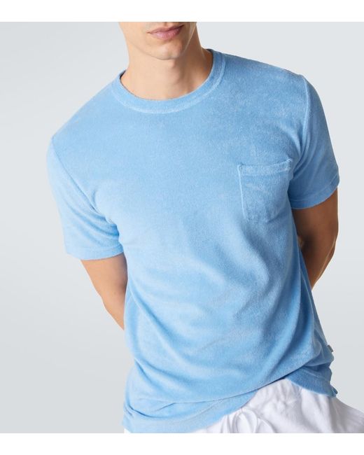 Fedeli Blue Cotton Terry T-Shirt for men