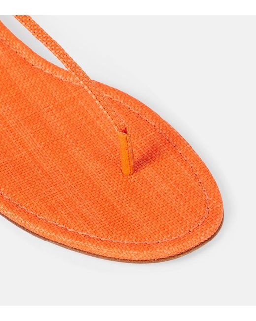 Aquazzura Red Almost Bare Raffia-Effect Sandals