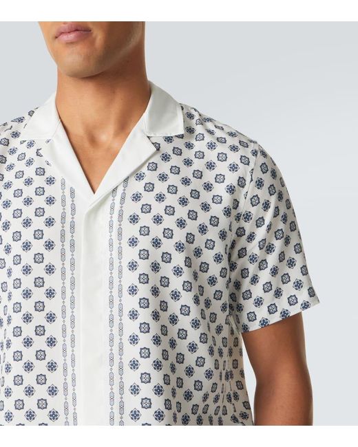 Orlebar Brown White Maitan Printed Bowling Shirt for men