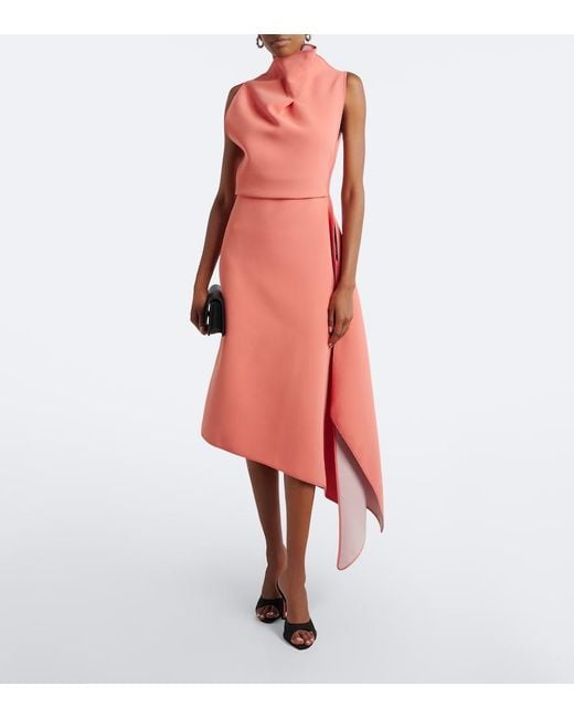 Maticevski Pink Lash Draped Asymmetric Midi Dress