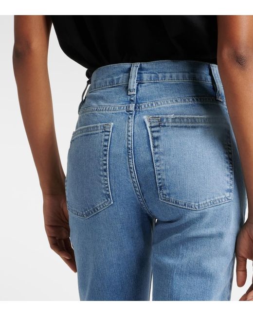 FRAME Blue The Slim Stacked High-Rise Straight Jeans