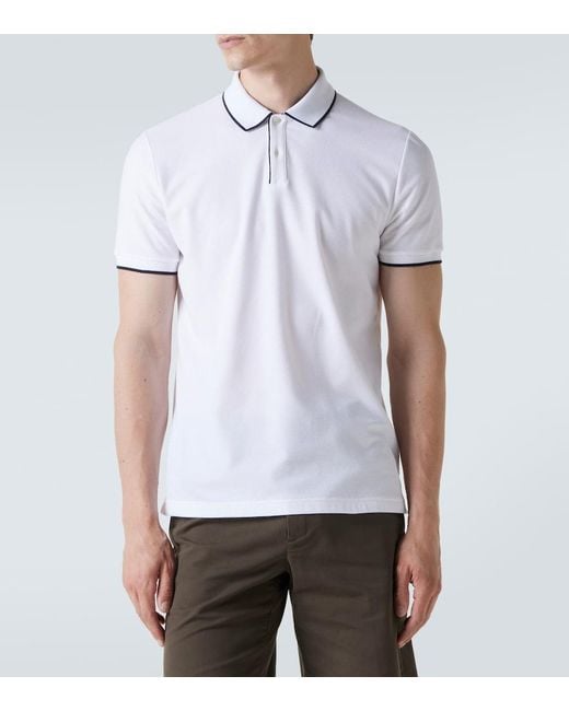 Loro Piana White Cotton-Blend Pique Polo Shirt for men